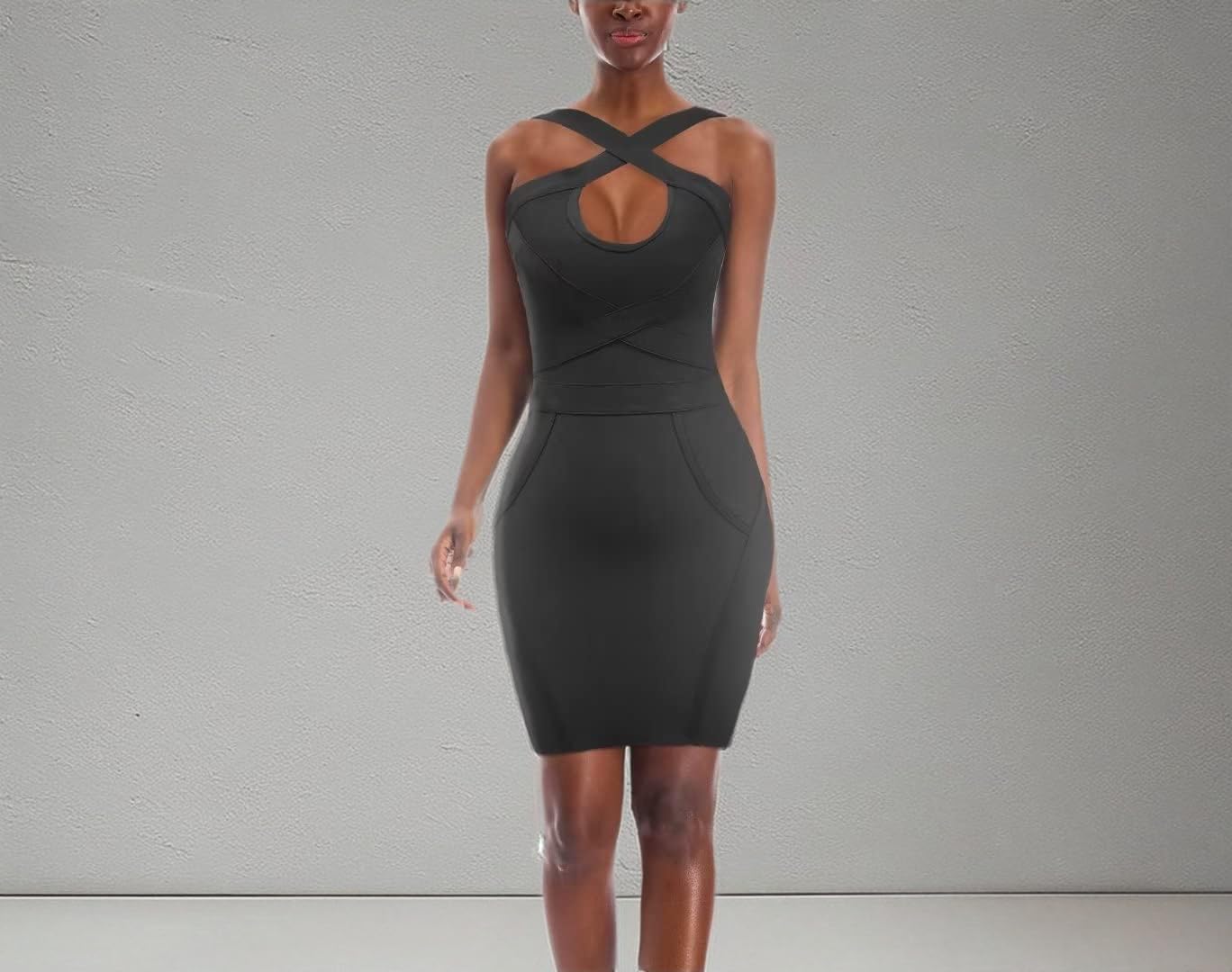 Hybrid & Company Womens Elegant Elastic Dress Chic Knee-Length Bandage Bodycon Party Dress - Image 4