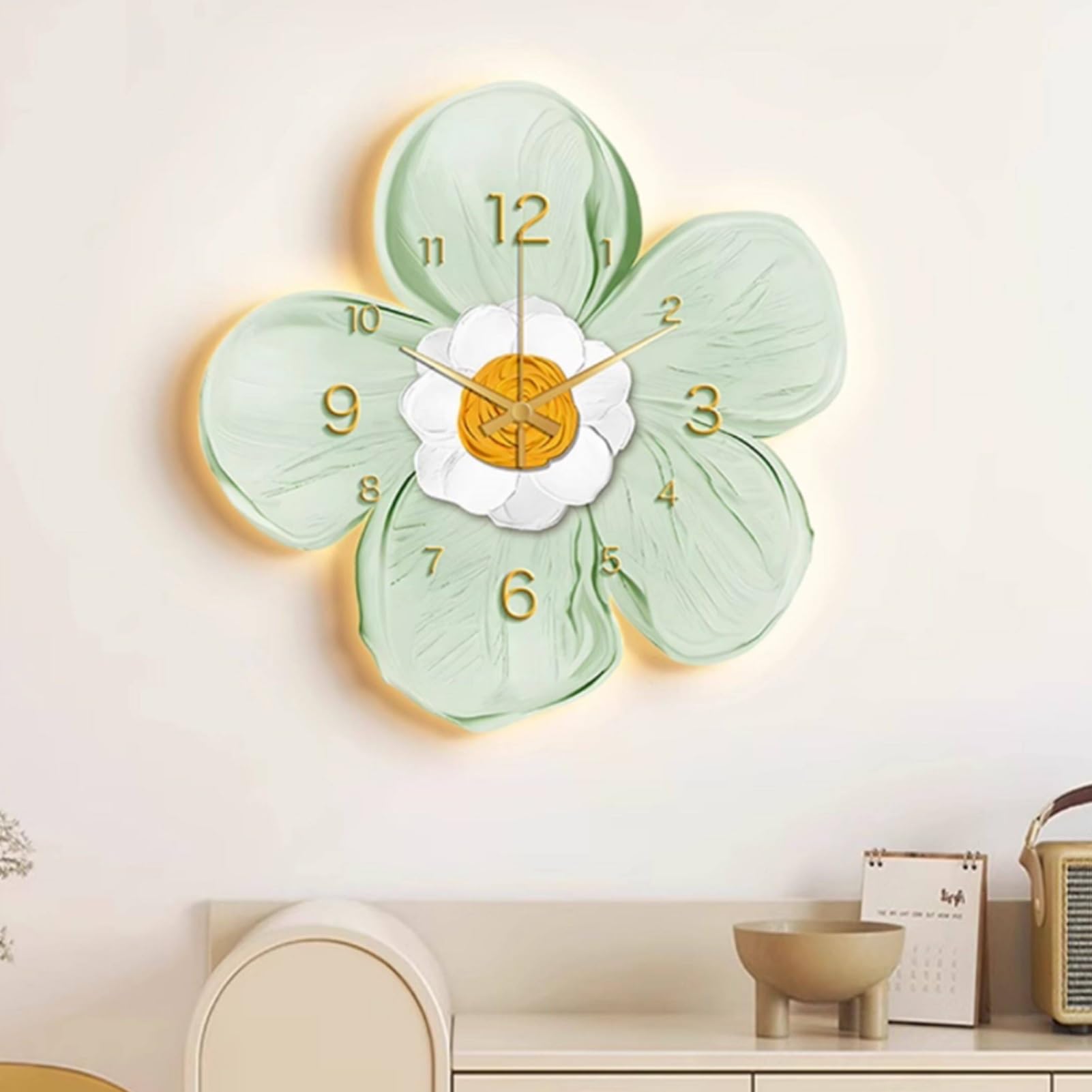 Horloge murale florale 3D LED lumineuse salon chambre de 45 cm