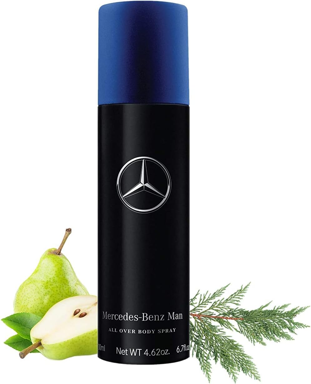Mercedes-Benz Man - Body Spray for Men - Woody Fruity Fragrance with Ambrette and Cedar - Long-Lasting Mens Body Spray - All Over Freshness - 6.7 oz