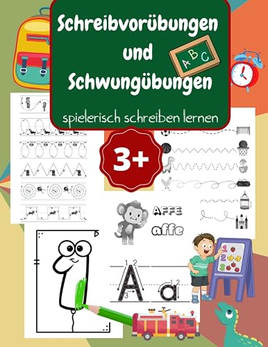 Schwungübungen ab 3 Band 1 2 3: Spielend leicht schreiben lernen | Der umfangreiche 3 in 1 Vorschulblock | Fördert Feinmotorik, Stifthaltung und Konzentration (German Edition)