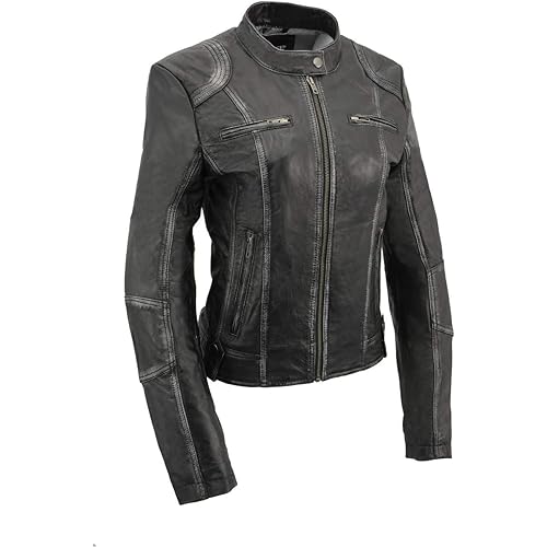 Milwaukee Leather SFL2830 Women's Black Sheepskin Scuba Style Fashion Leather Jacket