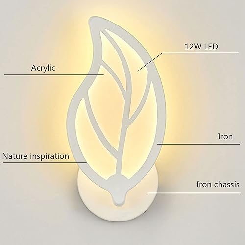 Miniatura 5 de Hyuduo LED Wall Light Night Lighting Bedroom Lighting Wall Lamp Lighting Unique LeafShaped Design with Acrylic + Iron for Cafe Hall Corridor Indoor