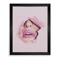 Amazon | ダイヤモンドアート キット ピンクの背景に女性の鼻と口が穴