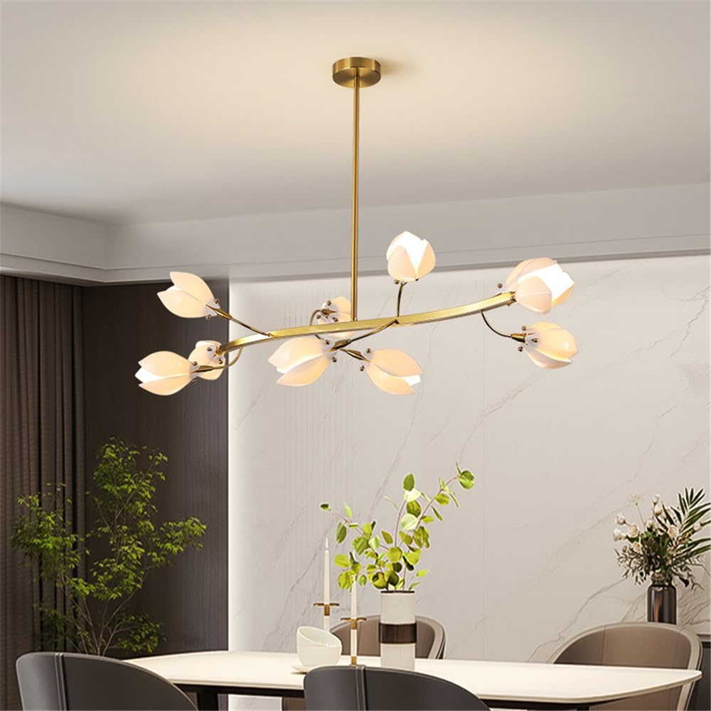 SXWNBIFH Contemporary Ceramic Living Room Chandelier LED Fashion Art Restaurant Bedroom Study Villa Hotel Cafe Bar Counter Pendent Lamp (B 10 Lights)