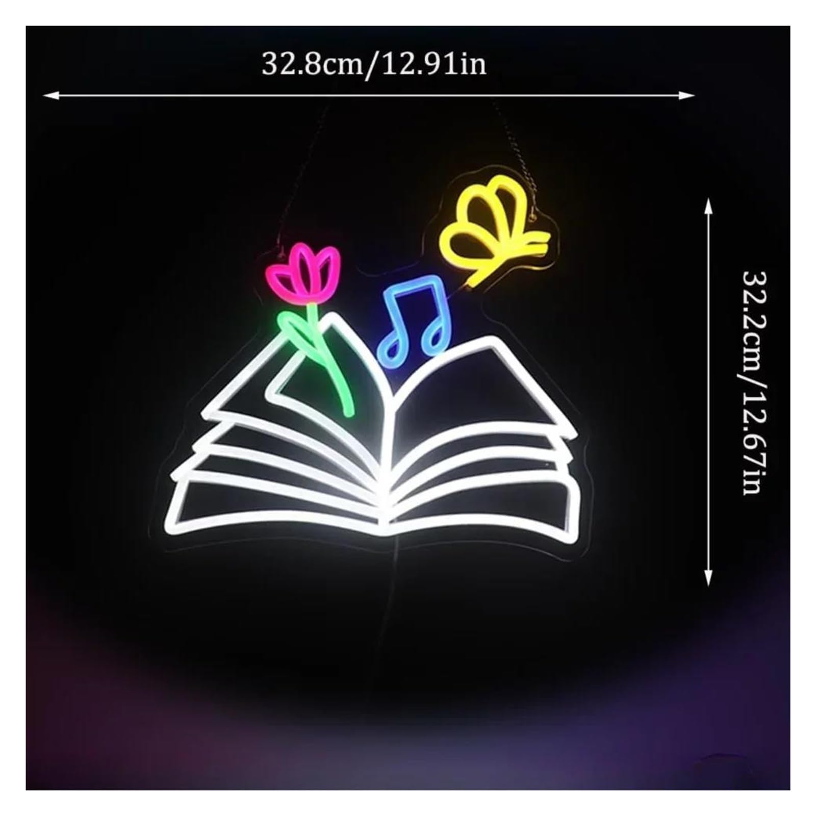 Scritta luminosa Insegna Luminosa Al Neon Per Amanti Dei Libri, Per Club Di Lettura, Cameretta Dei Bambini, Sala Giochi, Decorazione Da Parete,32.8х32.2cm