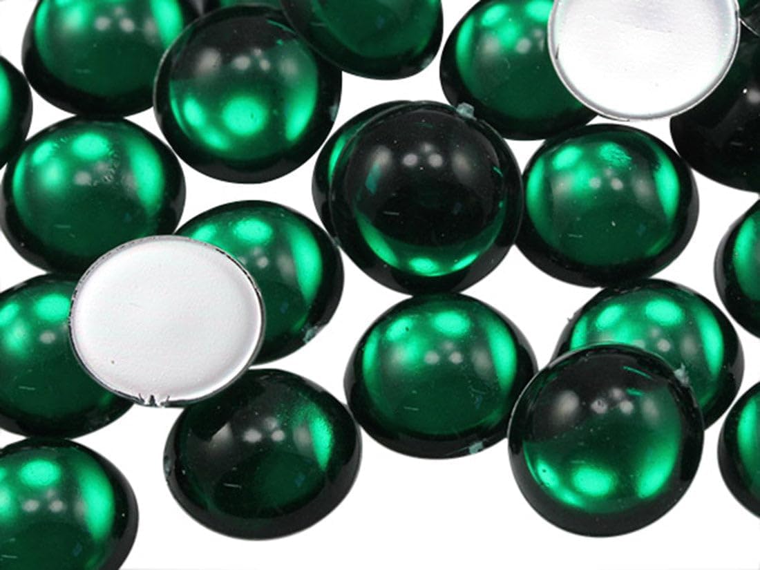 Allstarco 7mm (9/32") Green Emerald Round Pearl Cabochons, 100 PCS