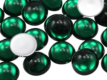 7mm Green Emerald .MD Flat Back Acrylic Round Cabochon Pro Grade - 100 Pieces