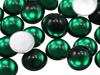 KraftGenius Allstarco 25mm Green Emerald H106 Round Flat Back Acrylic Cabochons 1 Inch Plastic Gems for Crafts Costume Embelishments Card Making Jewels Jewelry Making Cosplay Jewels - 12 Pieces