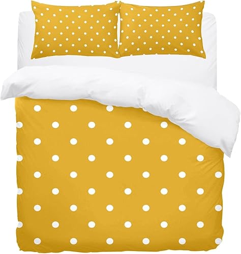 Juego de ropa de cama de 3 piezas de tamaño matrimonial de 79 x 91 pulgadas, ultra suave con 2 fundas de almohada, ligero, mostaza, amarillo y
