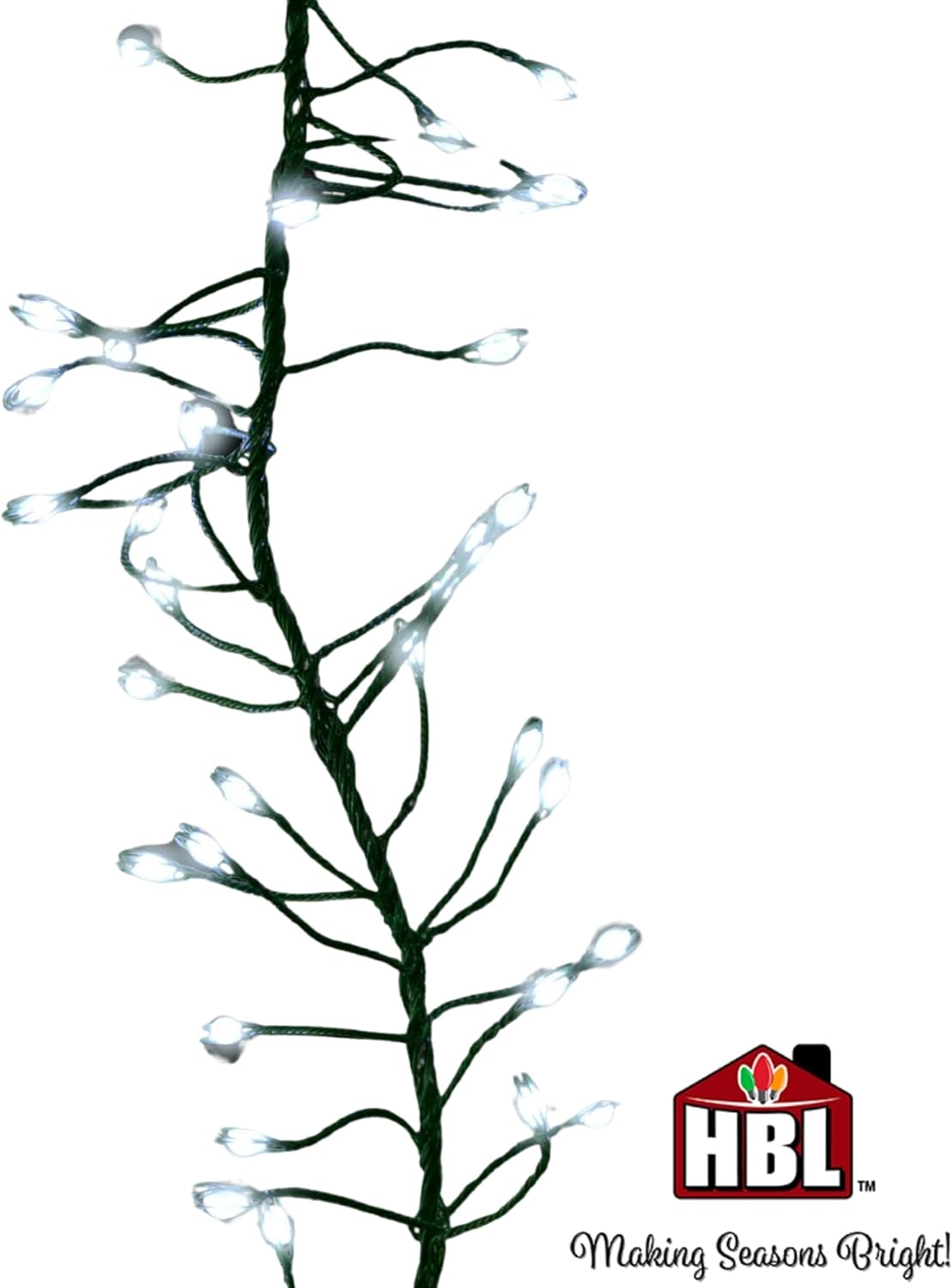 Holiday Bright Lights Indoor/Outdoor 15' 270L Big Seed Cluster Connectable Lights Pure White