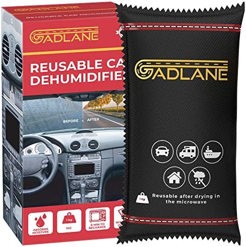 GADLANE X-Large Reusable Car Dehumidifier - Clear Eliminates Foggy Windscreen Moisture Damp Absorber All Moisture Caravan Van Silica Gel 1KG Bag