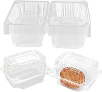 Vista 1 de Recipiente de alimentos transparente con bisagras, recipientes cuadrados de plástico para llevar, recipientes desechables de postre