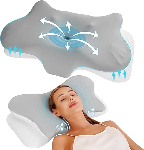 Almohada cervical para aliviar el dolor de cuello, almohada cervical para dormir de lado, almohada ergonómica de espuma viscoelástica para dormir de