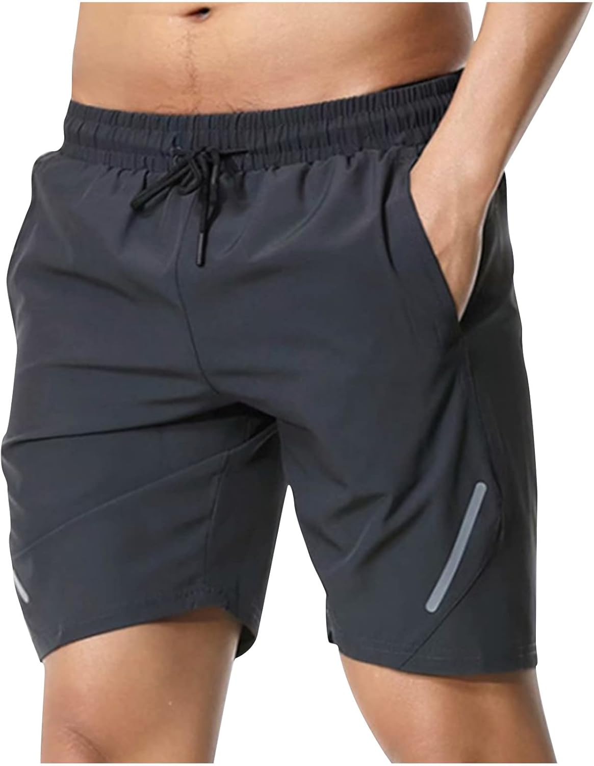 Men's Sports Shorts Solid Lightweight Quick-Drying Running Fitness Shorts Outdoor Fishing Golf Shorts with Pockets