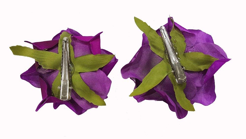 Kabello Rose Clips, Party & Wedding Bridal Fancy Hair Rose Clips, Velvet Rose Hair Flower Clip, White, 10 Gram, Pack Of 1