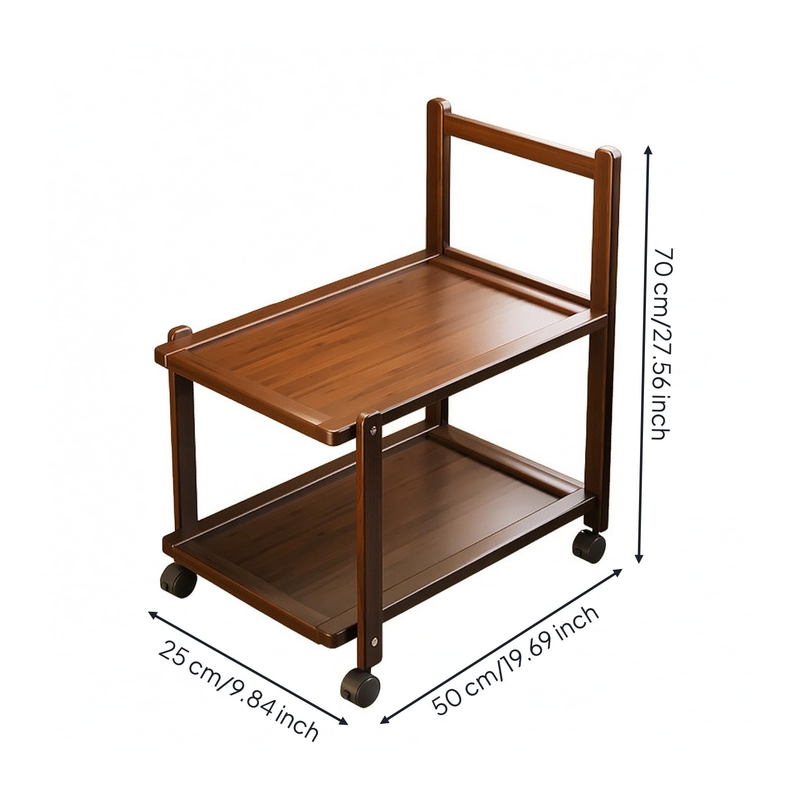 Carrello Stretto con Ripiani Compatto, 50CM, A Due Livelli