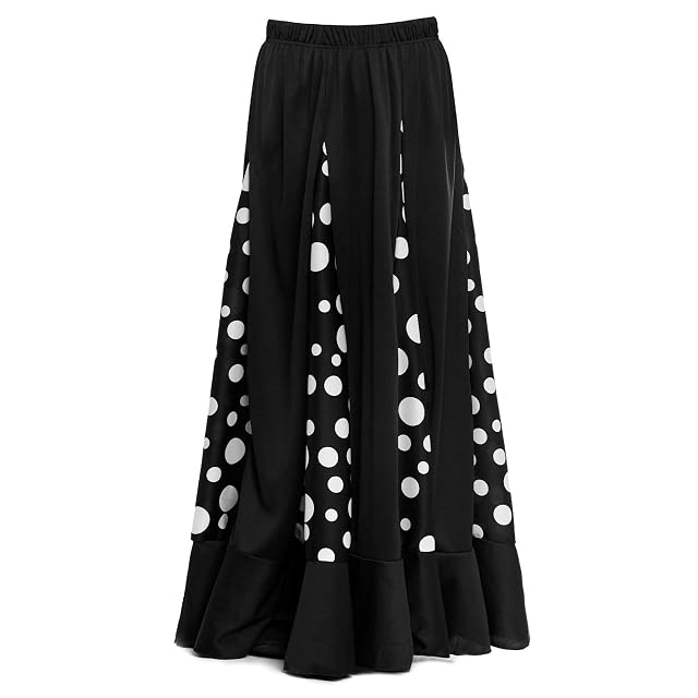 Falda Flamenca Niña Negra con Quillas Lunares Blancos [Tallas Infantiles 2 a 12 años]【Talla 8 años】 Ensayo…