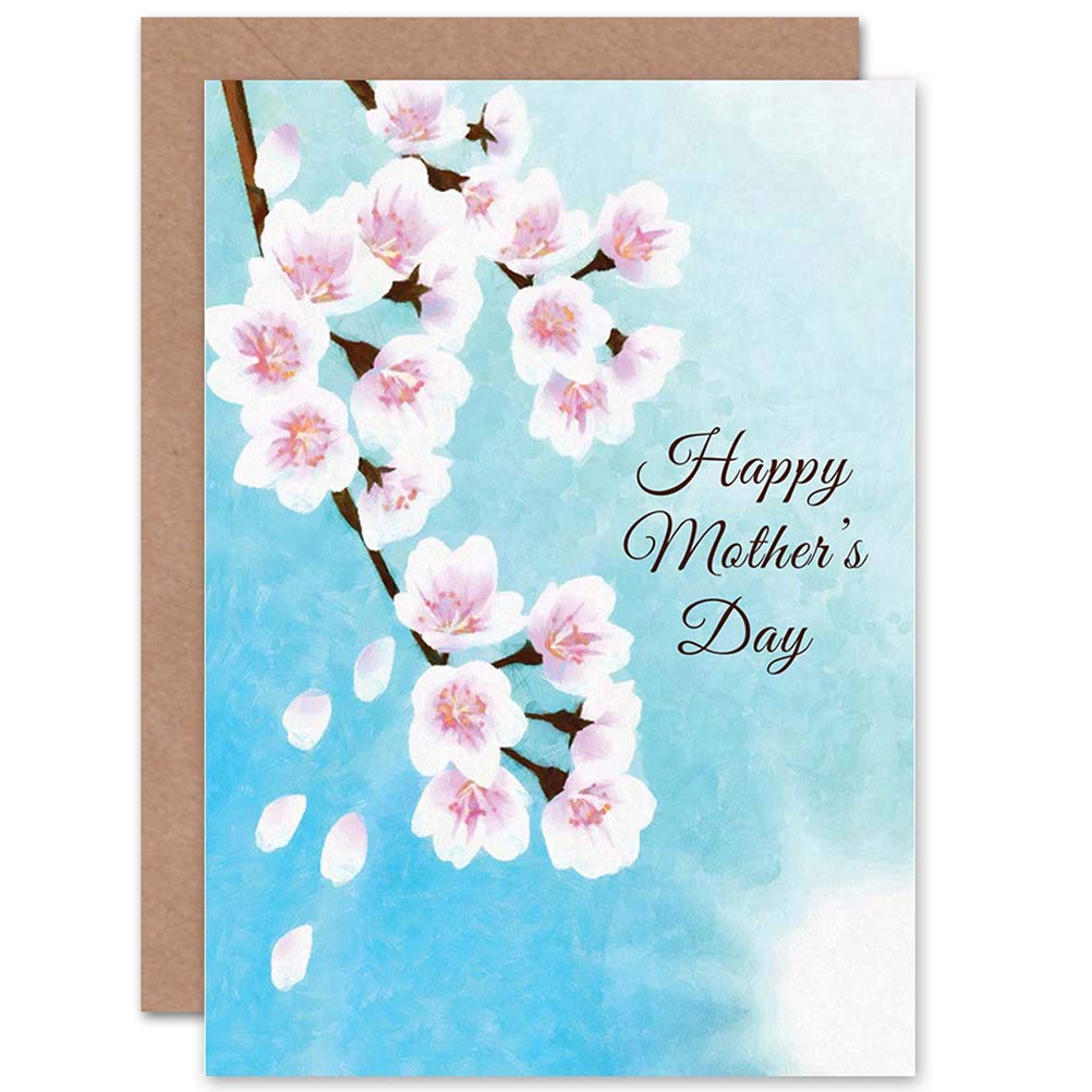 Wee Blue Coo MOTHERS DAY CHERRY BLOSSOM FLORAL FLOWER PAINTING DRAWING GREETINGS CARD