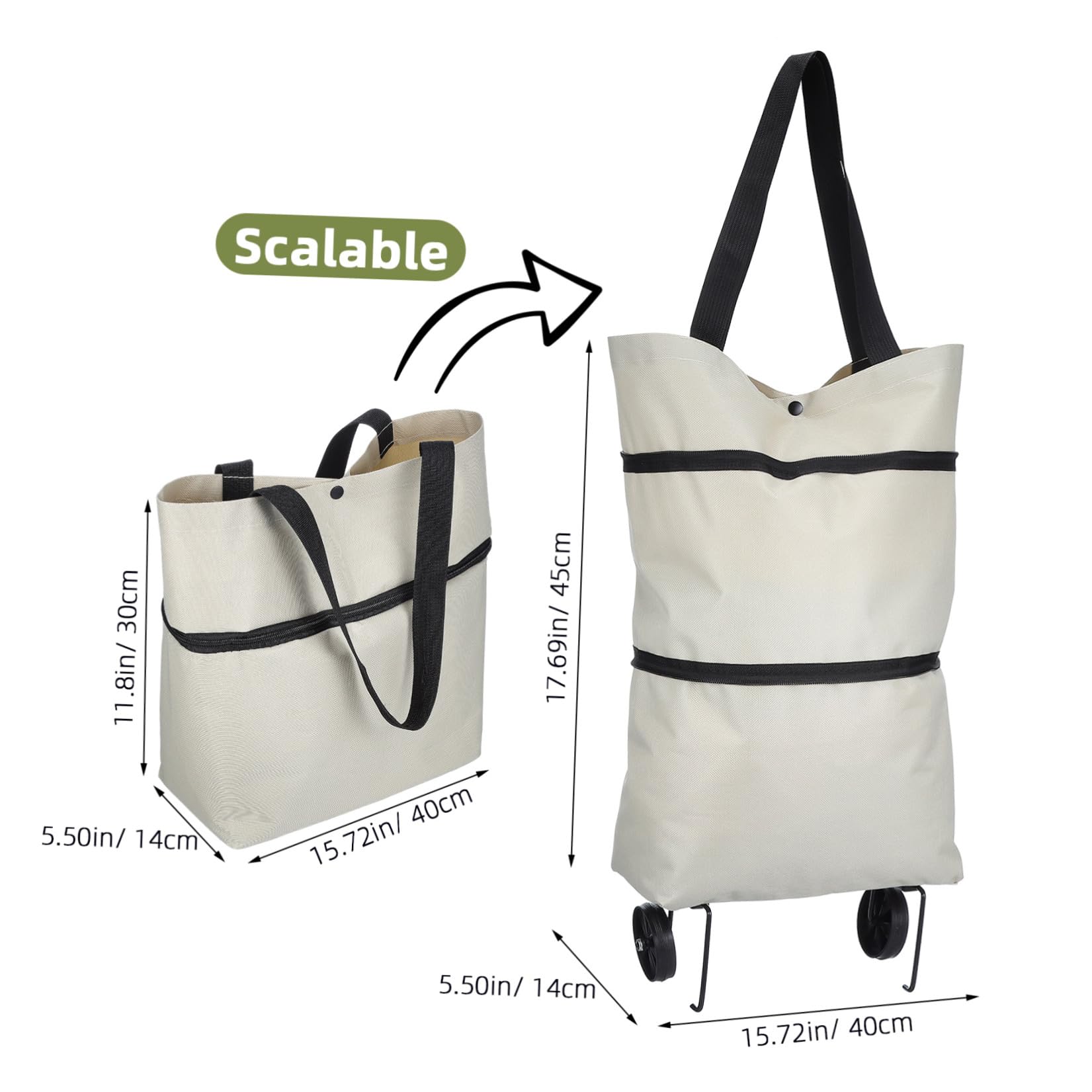 Toyvian Borsa Spesa con Ruote Pieghevole Leggera e Resistente Carrello Portaspesa Riutilizzabile per Shopping e Lavanderia Capiente e Durevole per Uso Quotidiano per Ridurre Sprechi