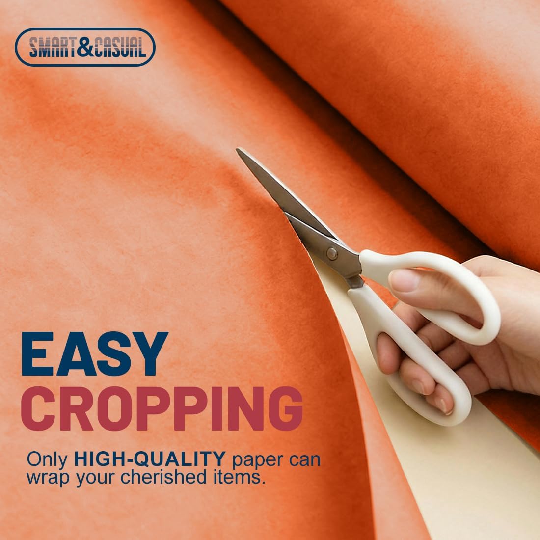 SMART&CASUAL OrangeRed Kraft Paper Roll 36" x 2,160" (180') for Gift Wrapping Bouquet Flower Art Painting Craft Writing Packaging Shipping 80GSM 55LB (OrangeRed, 36" x 180')