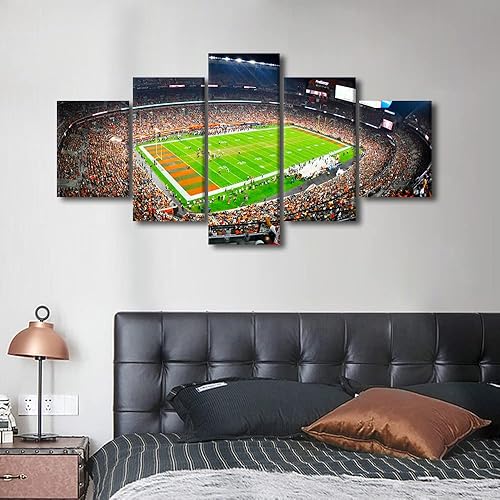 Vista 157 de Cuadros de estadios deportivos de fútbol americano de Minnesota, cuadros de vikingos, 5 paneles, lienzo para pared, arte de pared del estadio