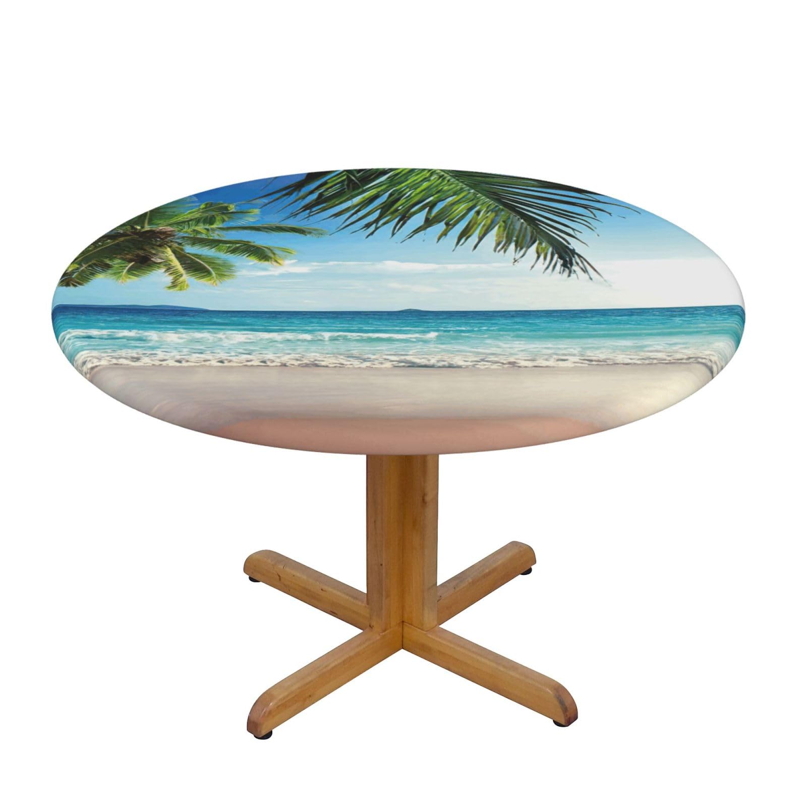 Tropical Palm Tree Hawaii Beach Print Wipe Clean Oval Tablecloth Stain-Resistant Dining Table Accessories Table Protector For Home