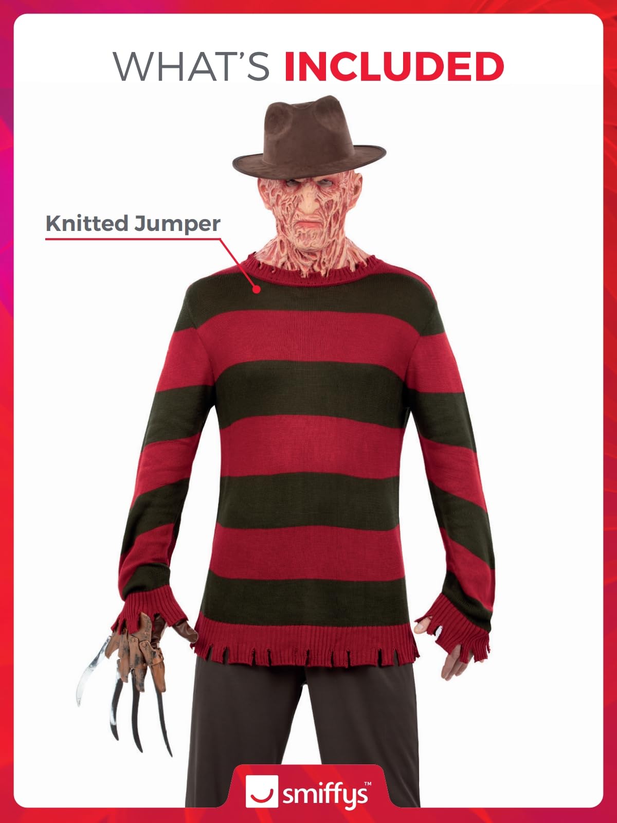 Smiffys A Nightmare On Elm Street Freddy Krueger Knitted Jumper, Adult — free download