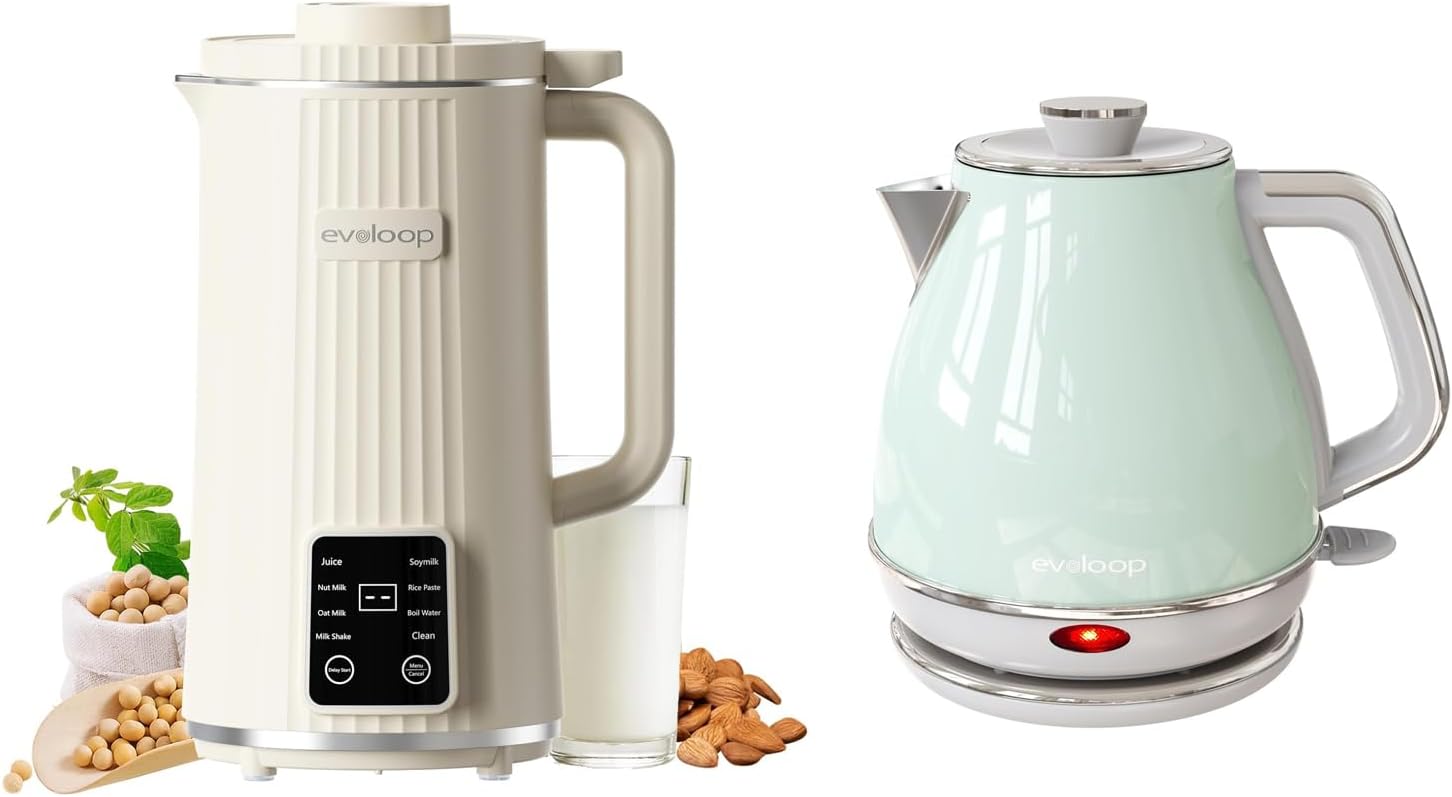 Amazon.com: Evoloop Electric Tea Kettle WITH 8 in 1 Automatic Nut Milk ...