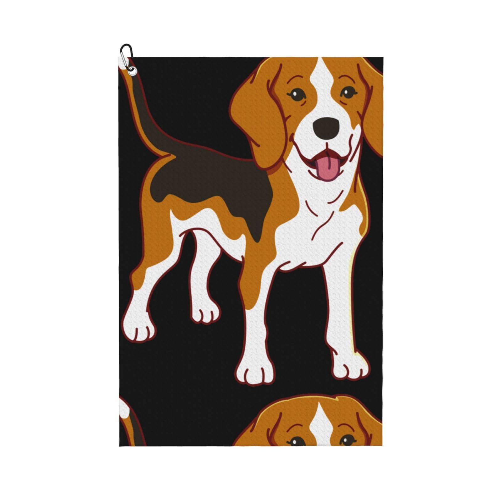 peiyeety Prideful Beagle Microfiber Golf Towel with Carabiner Clip, 16x24 Inch Absorbent Waffle Weave Towel for Golf Bags