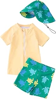 Traje de baño de una pieza para bebé con sombrero para el sol unisex para monos hawaianos con volantes de manga larga para niñas traje de baño traje de baño