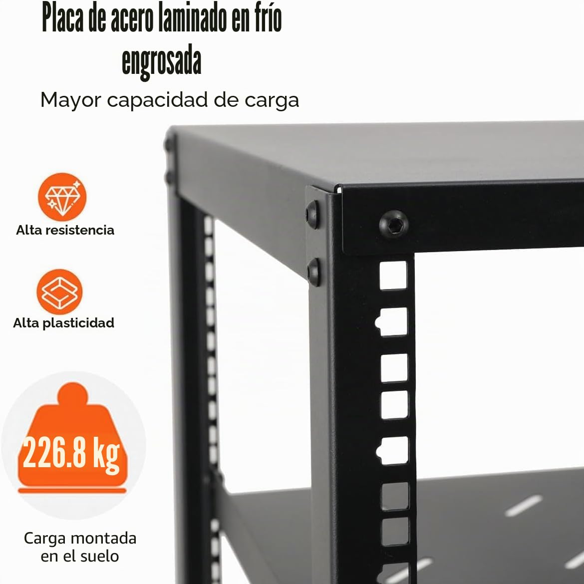 Rack de Servidor de Marco Abierto de 12U, Rack Móvil de Marco Abierto de 4 Columnas para Servidores, Rack de Red de 19 Pulgadas con Ruedas