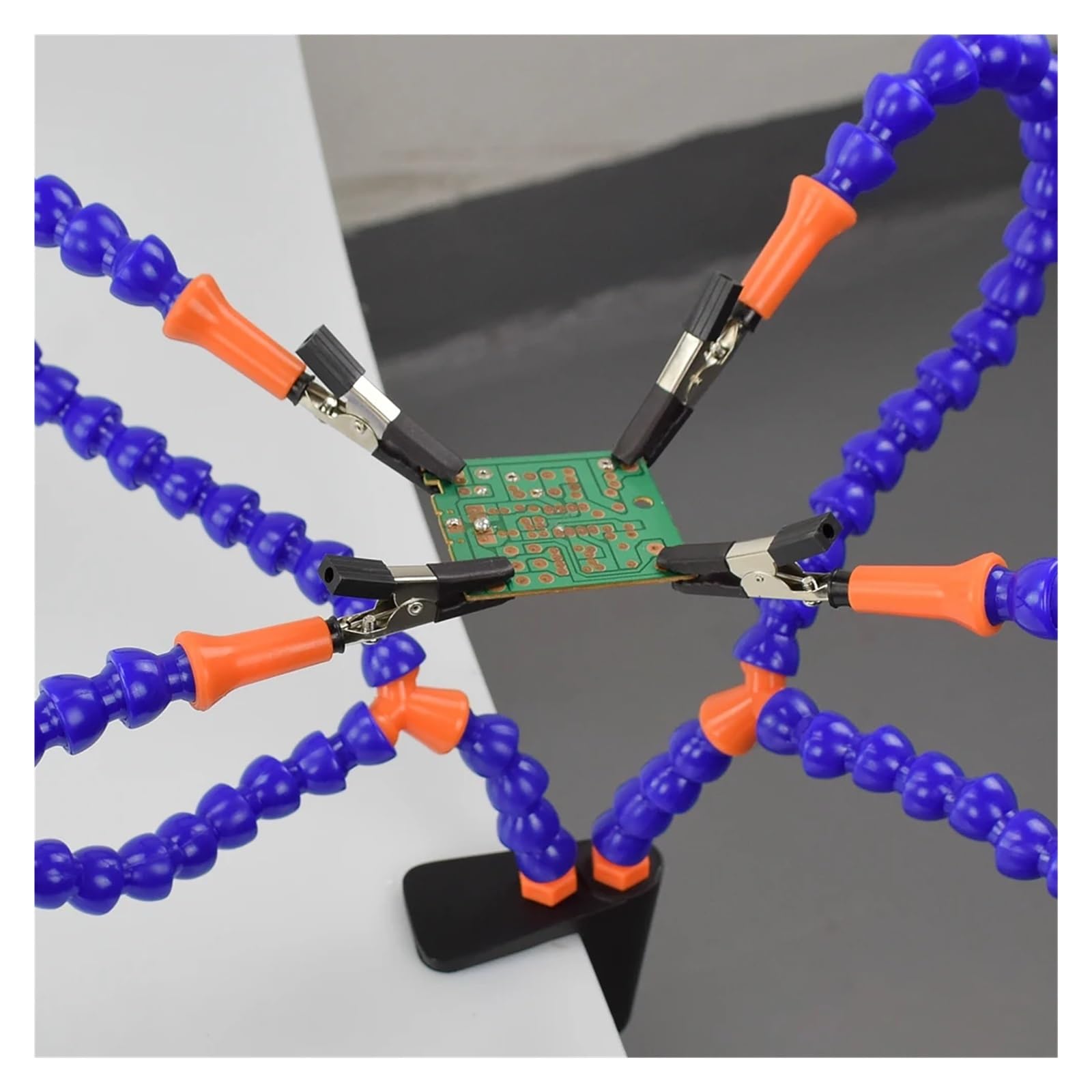 Ayuda para soldar a Tercera Mano, Paquete de 4 Manos auxiliares con Lupa y Linterna for soldar PCB (Azul y Negro)(N-ss4-be9)