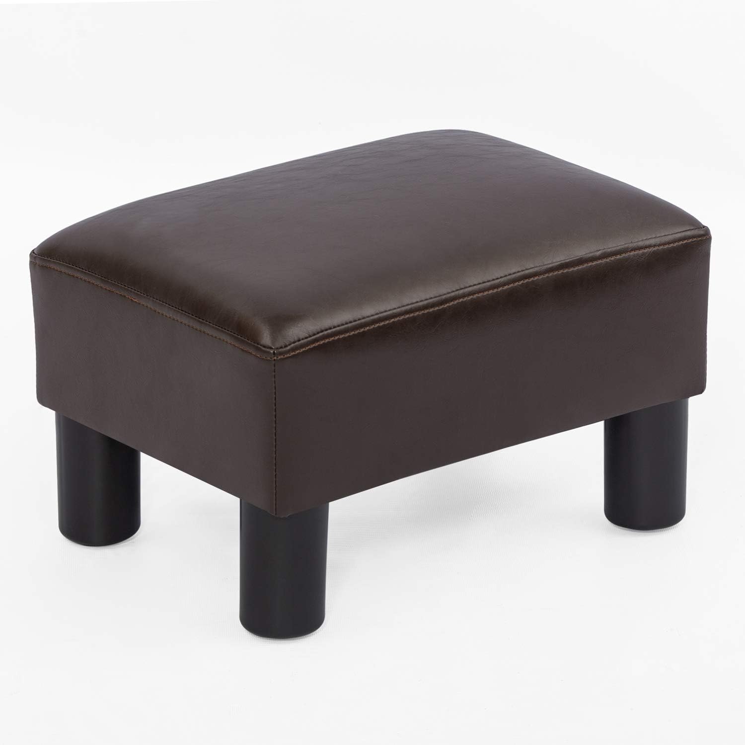 Joveco Foot Rest Ottoman Small Faux PU Leather Footstool (Rectangular Brown)