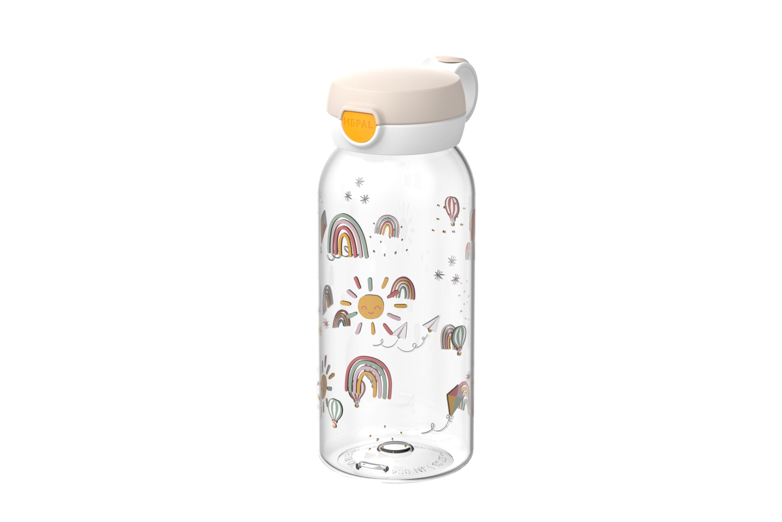 Mepal - Water bottle with hinged lid Campus - Lid pops open at the touch of a button - Children's drinking bottle suitable for carbonated drinks - Leak-proof and dishwasher safe - 600 ml - Sunshine