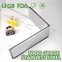 Vista 5 de Guowall Molde de anillo rectangular para tartas de acero inoxidable, resistente, ajustable, molde para tiramisú, molde de pastelería extensible