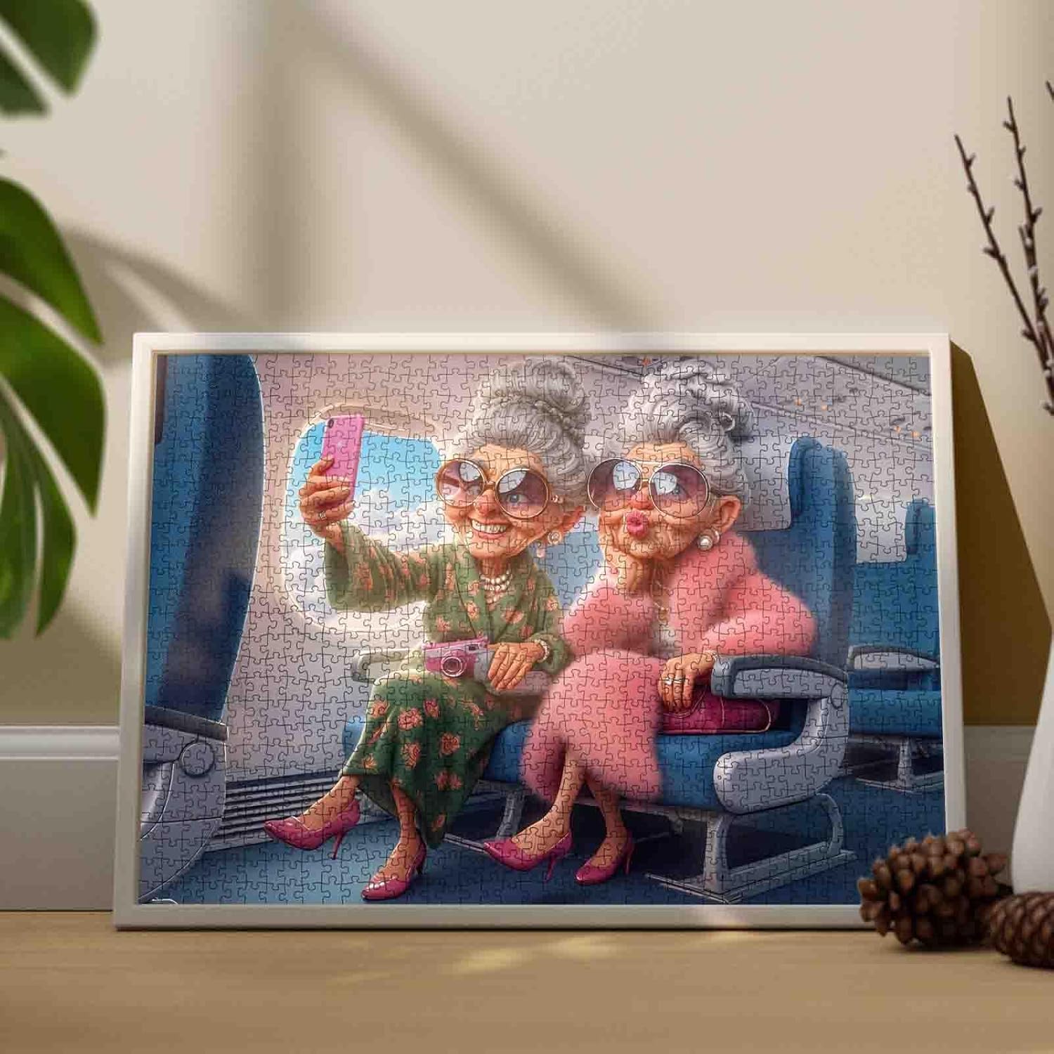 Old Friend 1000 Piece Puzzles for Adults Fashionable Old Lady Jigsaw Puzzle for Women Funny Travel 1000 Pieces Jigsaw Puzzles for Adults Gift for Grandma Fun Games