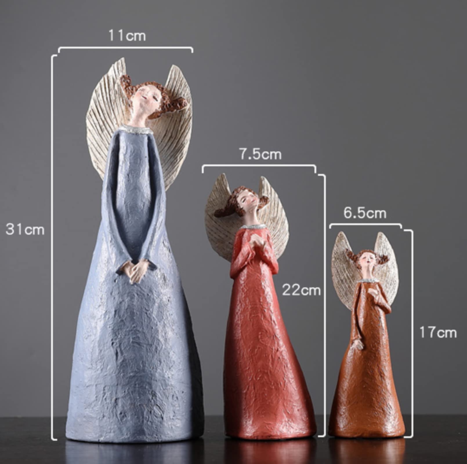 Engel Modell Dekoration, Engel Mädchen Statue Harz bemalt Handwerk Home Desktop Show Dekoration 3 STÜCKE Geschenk
