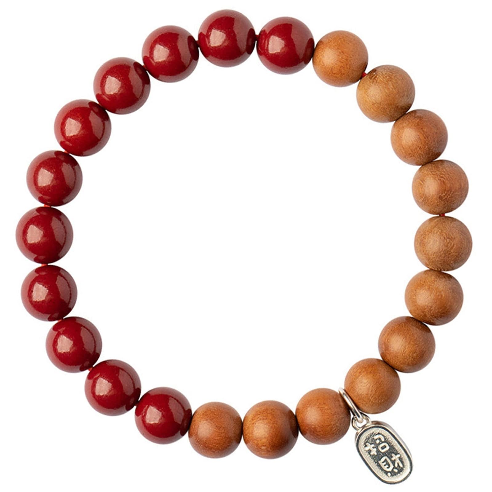 Pulsera de madera de cinabrio natural para mujer, amuleto de buena suerte Feng Shui, joyería de cuarzo de cristal Reiki para prosperidad