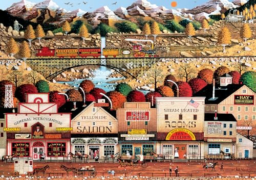 buffalo games - charles wysocki - sleepy town west - 300 piece jigsaw puzzle for adults - challenging puzzle perfect for game nights - finished puzzle size is 2125 x 1500