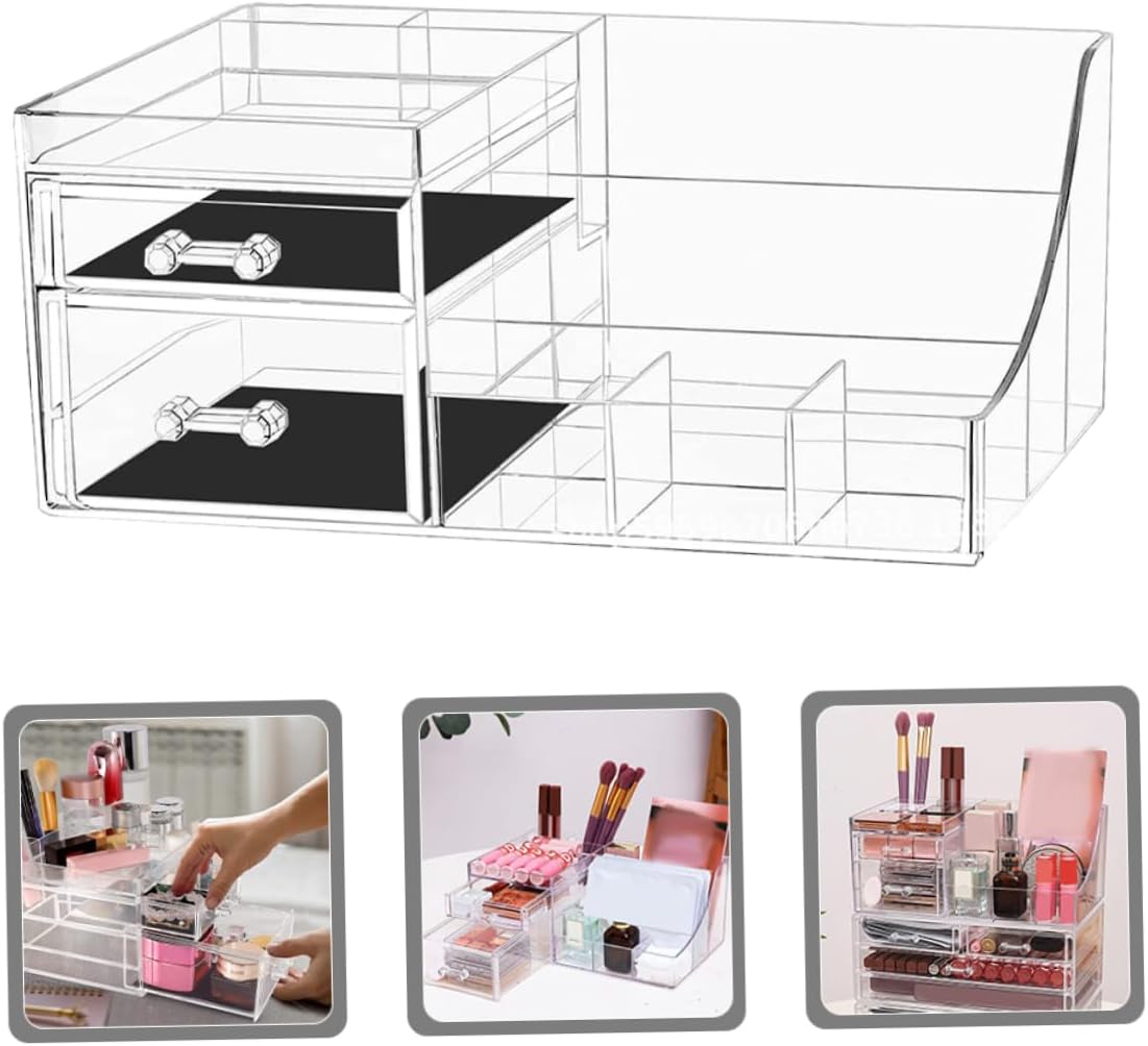 Zerodeko Acrylic Lipstick Organizer with Multi-compartment Design for Makeup Storage Practical Cosmetic Display Case for Vanity Dresser and Bathroom Essentials