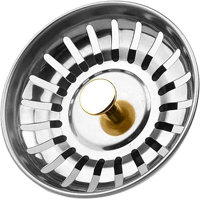 SIGMAPLUS Kitchen Sink Strainer Plug | Chrome Plated Stainless Steel Basket Body with Rubber Stopper Universal Replacement for Food Waste and Hole Hair Catcher, Silver, 78mm