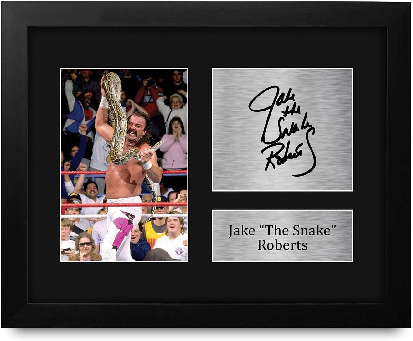 HWC Trading Jake The Snake Roberts Framed Gifts Printed Signed Autograph Picture for WWE & WWF Memorabilia Fans - US Letter Size