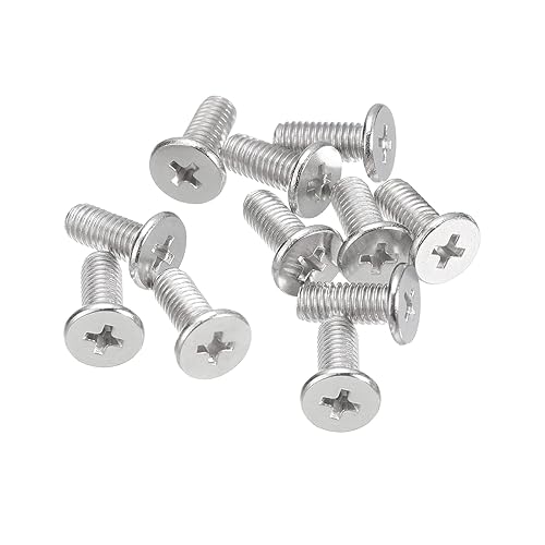 Miniatura 12 de uxcell M3-0.5 x 12 mm 20 piezas Tornillos de cabeza plana redonda 304 Acero inoxidable Phillips Drive Tornillos de máquina Hardware para conexión