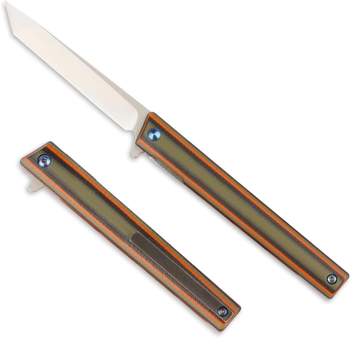 Samior GP035-Mini Little Flipper Folding Pocket Knife, 2.9 Inch Tanto Point D2 Blades, G10 Handle with Liner lock, Titanium Belt Clip, Gentlemen's Utility EDC Knives, 1.1oz (Multi)