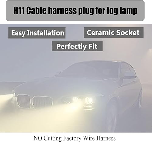 Miniatura 4 de Nowkont Paquete de 2 conectores de arnés de luz antiniebla con cable, enchufe adaptador de coleta impermeable H11, DJ7028Y-2.8-21, accesorios