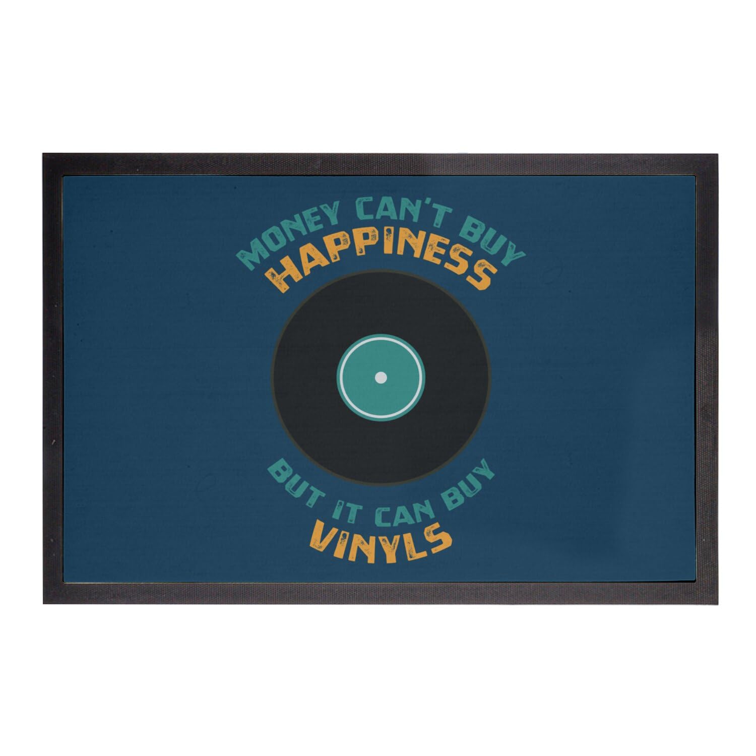 Paillasson Bleu Vinyls Money Can't Buy Happiness Music tapis bonheur