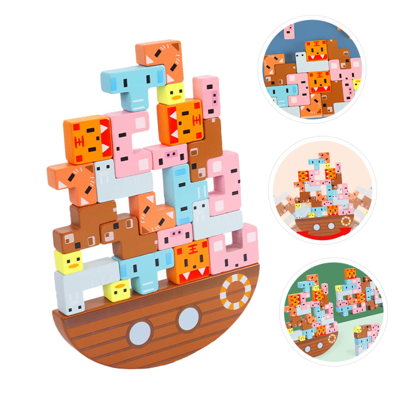 Giocattolo di Legno per Bambini Set di Blocchi Impilabili Educativi per Sviluppare Abilità Sociali e capacità Operative per Gioco Interattivo