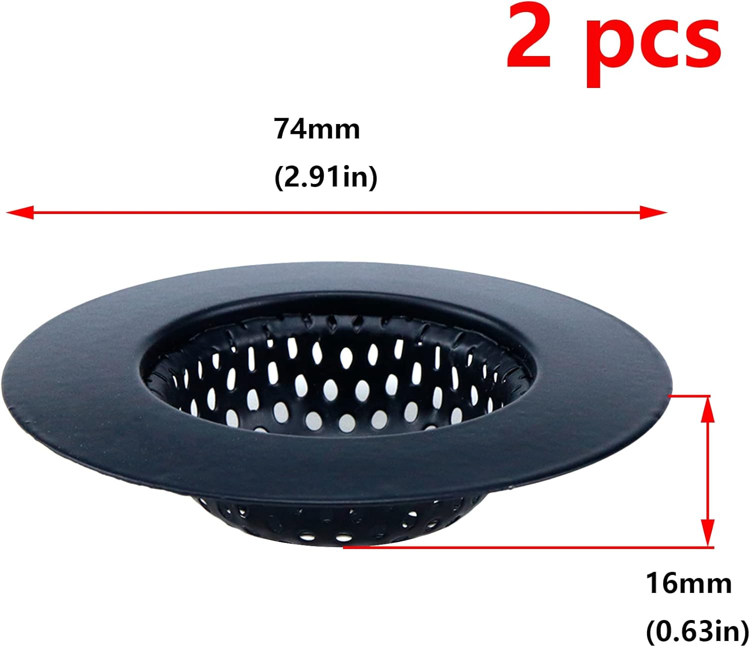 Antrader Kitchen Sink Strainer,3" Top / 1.5" Basket,Stainless Steel Sink Drain Strainer,Black,2 Pack