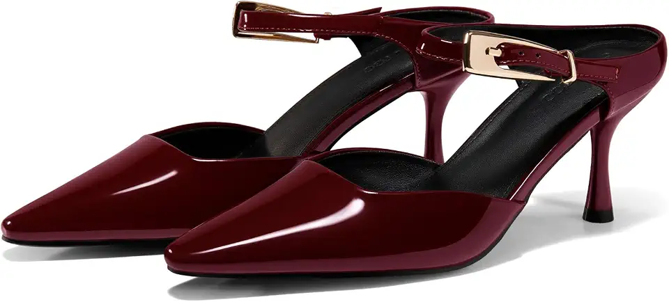 Coutgo Womens Pointed Backless Burgundy
