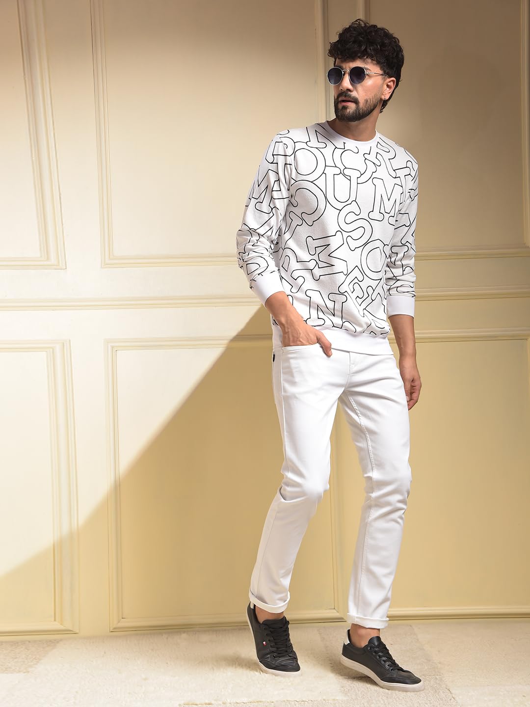 Crimsoune Club Men's White Typographic Print Sweatshirt (4XL) 3